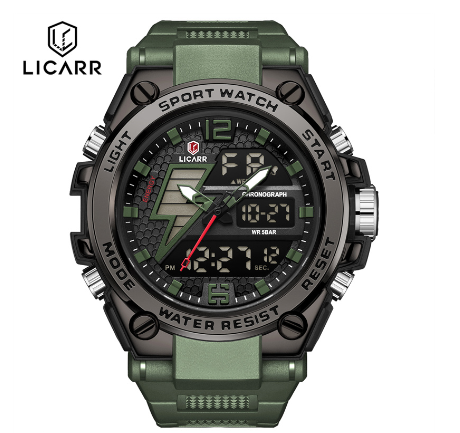 LICARR Brand Original Men's Watches Fashion Analog Digital Casual Waterproof Date Sports Men's Watch Stopwatch 9513 007