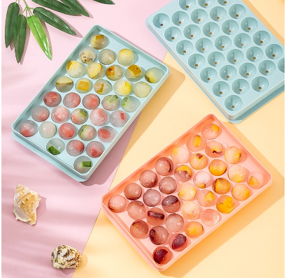 Ice Cube Tray Round Cubes Plastic Ice Cube Maker Mold with Lids for Ice Cream Party-Z544