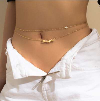 Baby Girl Know Flower Link Metal Belly Belt Waist Chain