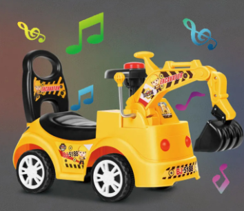 AS TOYS Large Excavator Backhoe Digger Grabber Ride-On Toy Car for Kids Music 1-3 years 1-5 Model