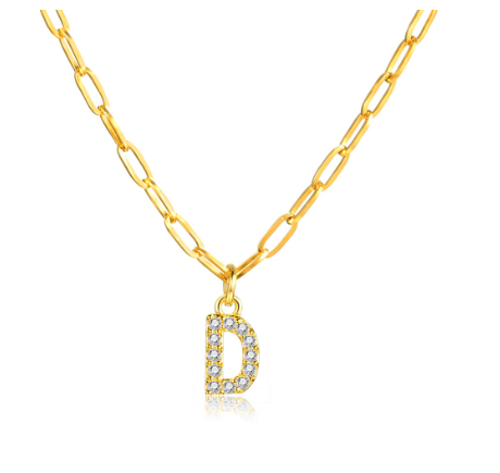 Vnox 18K Gold Initial Letter Necklace,Gold Letter Necklace,Initial Necklace D