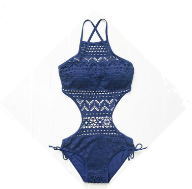 Women Fashion Swimsuit Lady Lace Cutout One-piece Bikini Swimwear Female Beach Swim Suits