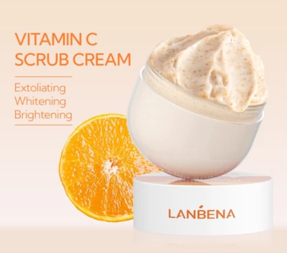 LANBENA Vitamin C Body Scrub Cream Whitening Bath Cleanser Exfoliating Moisturizer Sensitive Skin Care Oil Control 280g