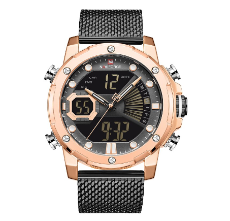 Naviforce NF9172 Men Luxury Brand Gold Business Stainless Steel Quartz Waterproof Sport Watches ROSEGOLD