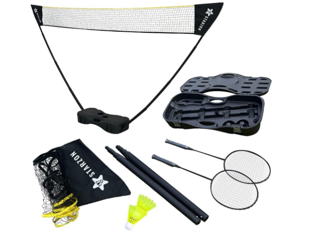 Tennis Badminton Net Full-Set, Portable Net(9.8ft x 6.2Ft), 2Rackets, 2Nylon Shuttlecocks, Net Case All Included - Pickleball, Kids Volleyball - Complete Outdoor Badminton Kit