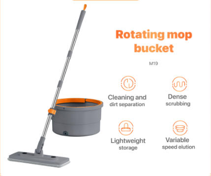 Joybos Self Wash Spin Mop M19 Spinner Flat 360 Rotating Cleaner With Turbo Flushing Bucket