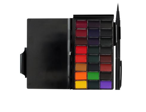 SeamiArt 24color Professional Grade Memo Pad Solid Watercolor Set With 1pc Metal Paint Brush Pen