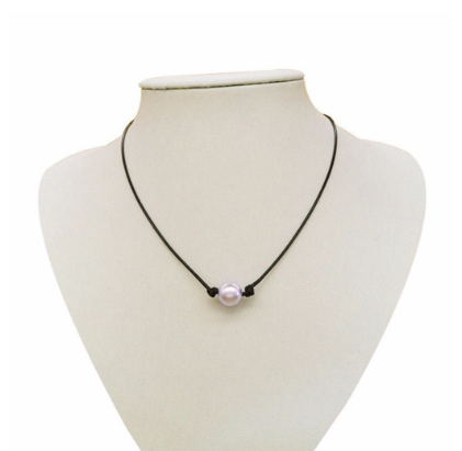 Pearl Leather Cord Collar Choker Necklace