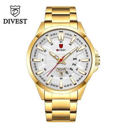 DIVEST Luxury Brand Men's Watches Fashion Business Casual Sport Men Watch Waterproof Quartz Luminous 9032 GOLD WHITE