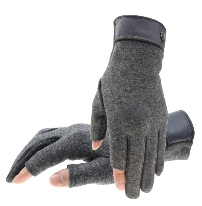 Men Winter Mitten Fishing Thin 2 Fingers Exposed Guantes Driving Anti Slip Outdoor Male Gloves