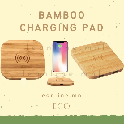 Qi Bamboo Wireless Charger Ecofriendly Wooden Charging Pad for Compatible iOS, Android, Airpods