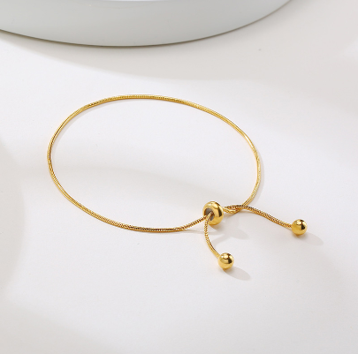 Snake Chain Bracelets for Women Adjustable Stainless Steel Gold Plated Bracelet