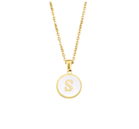 A-Z English alphabet Necklace Simple Alloy Letter Necklace Round Pendant Pendant Chain S