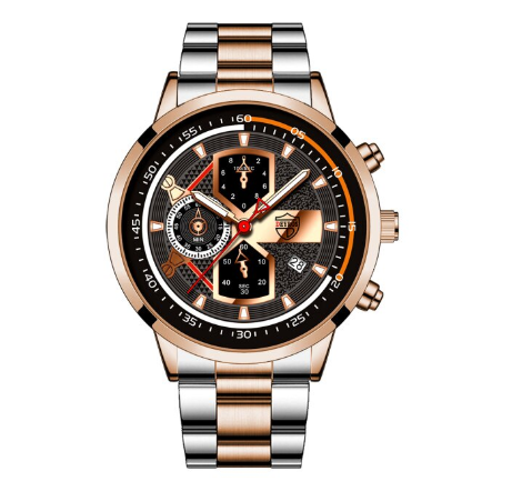 Luxury Gold Mens Quartz Business Wacthes Mens Stainless Steel Original Water Proof Analog Wristwatch Men Watch Relo Ng Kalalakihan STEEL BROWN ROSEGOLD