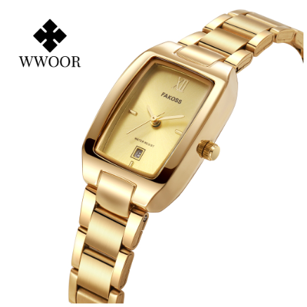 WWOOR Women Casual Stainless Steel Golden Luxury Quartz Wristwatch ALL GOLD