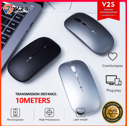 V2S WM203 Wireless mouse 2.4GHz for Laptop PC computer portable mute rechargeable mouse