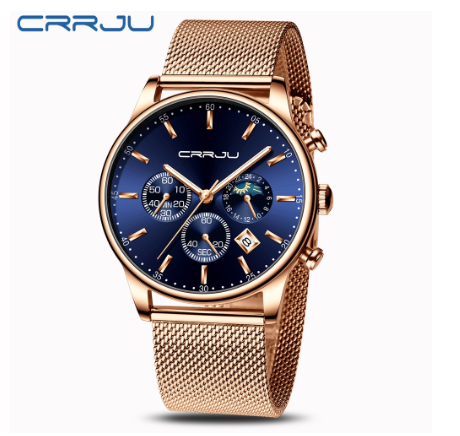 CRRJU Luxury Brand Mens Sport Watches Military Stainless Steel Quartz Waterproof 2266 X M08
