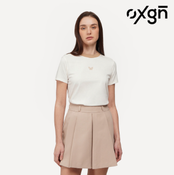 OXGN Butterfly Ringer Graphic Print T-Shirt For Women Cream