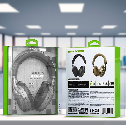 Bavin  BH26 5.0 HI-FI Bluetooth Stereo Audio Sound Headphone Wireless Black Color