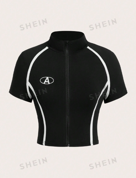 SHEIN ICON Women's Letter Print Functional Short T-Shirt