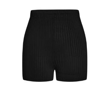 Lovito Casual Plain Elastic Waist Rib Knit Women Shorts L36LD022 Black