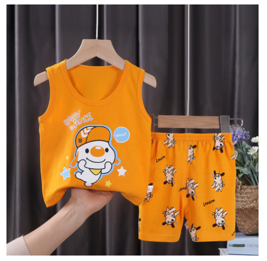 For Baby Boys & Kids Sleeveless Shorts Set Pure Cotton Summer Outfits For Boy S20