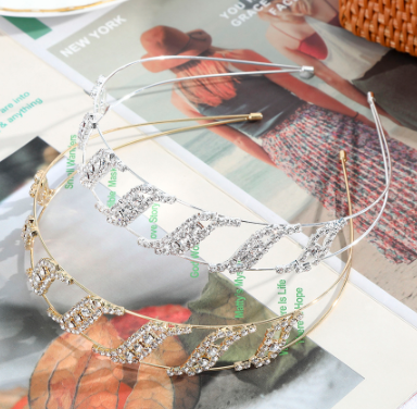 Korean Rhinestone Alloy Headband Women Bridal Diamond Hair Band Elegant Crystal Hair Accessories