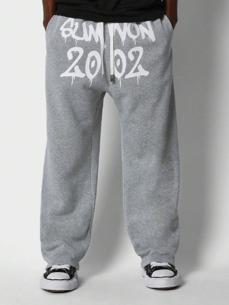 SUMWON Straight Fit Drop Crotch Jogger Pant With Front Graphic