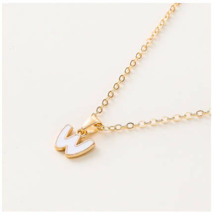 St.kunkka Three-Dimensional Metal English Letter Pendant Necklace Ladies Necklace A-Z for Gift W