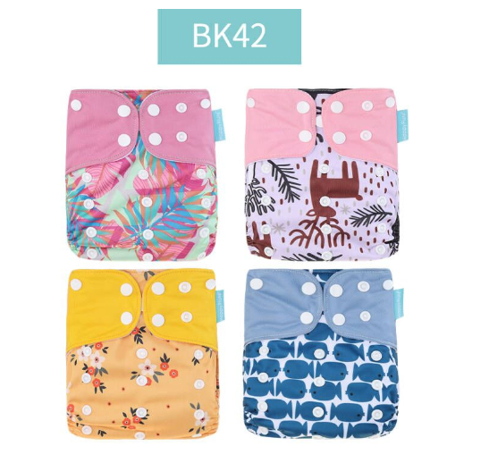 Happyflute 2023 Baby Reborn 4pcs set Washable Eco-friendly Baby Cloth Diaper Ecological Adjustable Nappy Reusable Diaper SET8