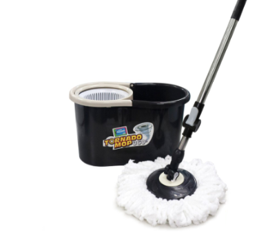 Home Gallery Tornado Mop SMALL and Spin Dry Bucket Set (Brown) with 1 Microfiber Mop Head (ZT11S)