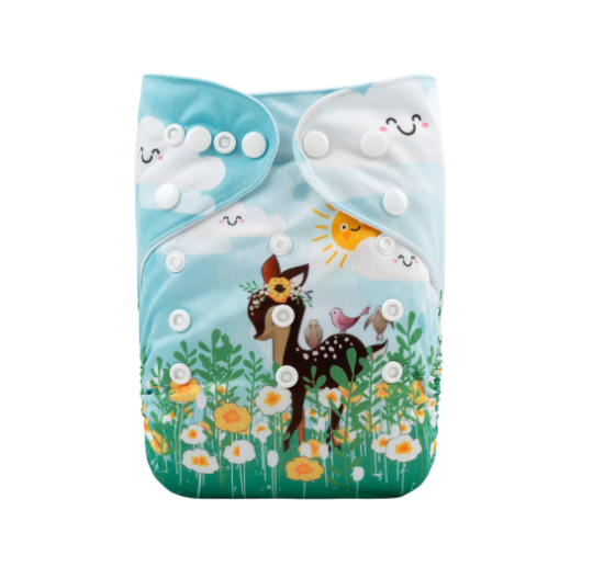 Alva Baby Cloth Diapers Washable Reusable Real Cloth Pocket Nappy Diaper Only No Insert For 3-15kg 6.6-33.1Ibs Baby And Newborn D35