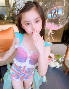 Girls Summer Mermaid Swimsuit Children Western Style Quick-Drying Medium Big Cute One-Piece Princess