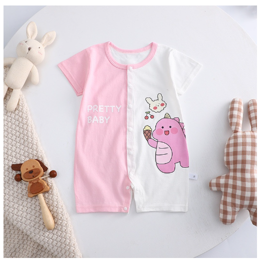 Baby Cotton Jumpsuit Newborn Short-Sleeved Jumpsuit Baby Cartoon Breathable Jumpsuit J12