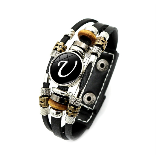 Fashion 26 Letter Leather Bracelets Multilayer A-Z Name Initials Bracelet For Men Women Wrist Accessories Jewelry Birthday Gifts V