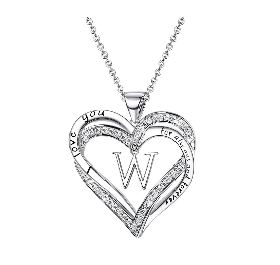 Clever Jewelry Letters Necklace A to Z Initial Heart Pendant Necklace Heart Necklace for Women Gift W