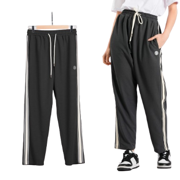 INSPI Waffle Pants For Men and Women with Drawstring and Pockets Baggy High Waist Sweatpants Trouser (Dark Gray)