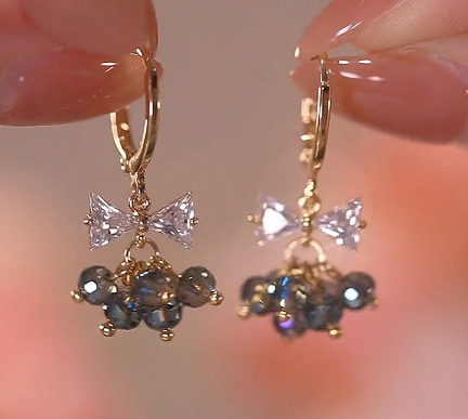 Original Design Star Sparkles Butterfly Blue Purple Stud Earrings Silver Drop earrings Women