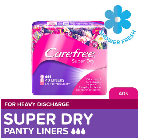 Carefree Super Dry Panty Liners 40s - Feminine Care, Odor Control, Absorb Discharge