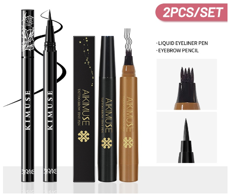 Kimuse Eye Makeup Set Liquid Eyeliner Pen And Eyebrow Pencil Waterproof