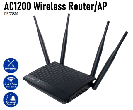 PROLiNK Wireless Mu-Mimo AC1200 Dual-Band Gigabit Router/WiFi Extender Booster/Repeater PRC3801