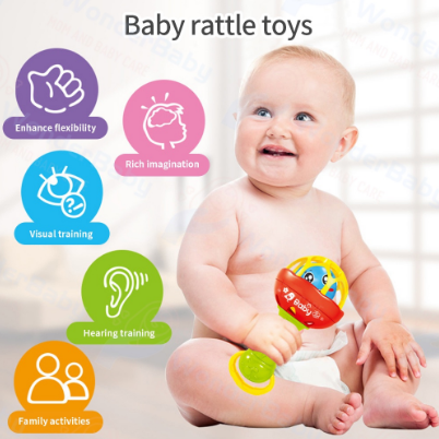 Wonderbaby Baby hand Bell Rattles Safe silicone Infant Rattles Hand Bells