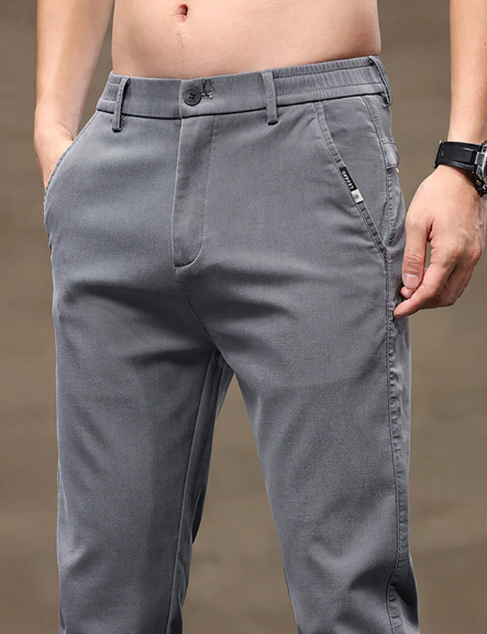 Men's Casual Solid Color Slim Fit Ice Silk Trousers For Daily Wear