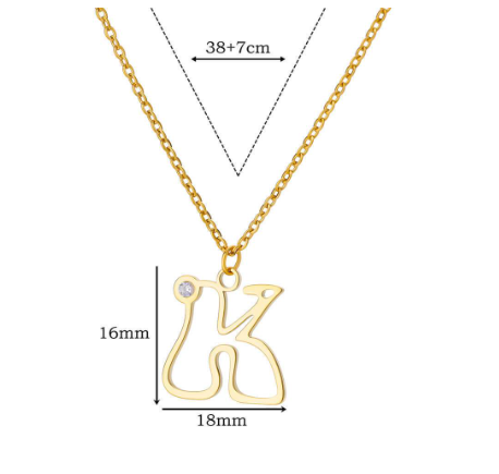 Zircon Initial Letter Necklace for Women Stainless Steel Gold Plated Chains Choker Name Pendant Necklaces New Vintage Jewelry K