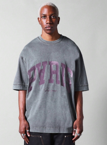 SUMWON Oversized Washed Tee With City Graphic Print