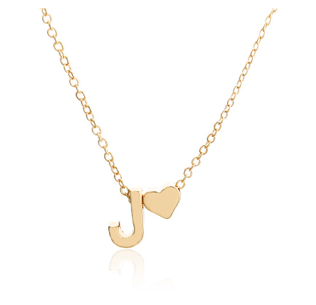 Fashion 26 Letter Pendant Necklace Peach Heart Letter Necklace Clavicle Chain Choker for Men Women Jewelry Gifts J