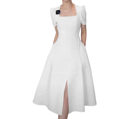 Lovito Women Split Dress LNE17122 (White)