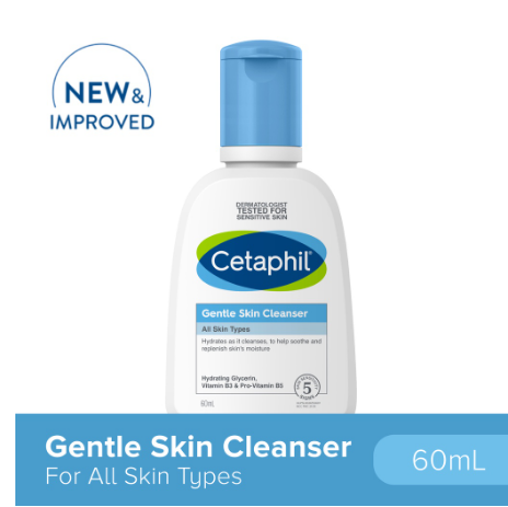 Cetaphil Gentle Skin Cleanser 60ml (For Sensitive Skin / Non-Drying Facial Wash / Paraben Free)