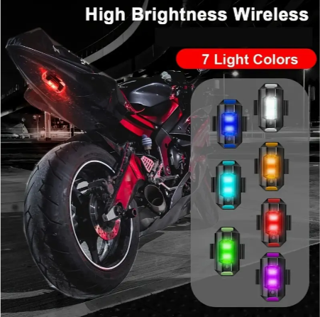 1pc Universal Led Aircraft Flashlights Motorcycle Anti-collision Safety Light With USB Charging 7Colors Turn Signal Indicator