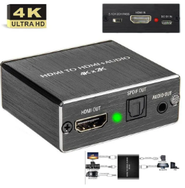 Neoteck HDMI Audio Extractor Converter HDMI to Optical TOSLINK SPDIF + HDMI with 3.5mm Stereo Audio Splitter Adapter 4K x 2K 3D